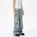 Men's Clothing Distressed High Street Ripped White Loose Wide Leg Vibe Jeans_viptrois.com