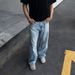 Boy Washed Vintage Casual Jeans For Men Straight Loose European And American High Street Style Long Pants_viptrois.com