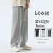 Korean-Style Straight-Leg Sweatpants For Men – 95% Polyester High-Waisted Relaxed Fit Pants (Lightweight, Minimalist, Drawstring Waist, Black/Grey)_viptrois.com