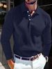 2025 New Style European And American Men's T-shirt, Knitted Lapel, Business Button, Fitted Long-sleeved Polo Shirt_viptrois.com