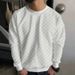 Men's Knitted Sweater Autumn Winter Heavyweight Jacquard Checkerboard Round Neck Casual Long Sleeve Top American Style_viptrois.com