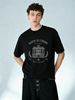 European Style Men's Short Sleeve T-Shirt, Vintage Paris Building MAISON DE L'OMBRE Print, Casual Round Neck Streetwear Tee_viptrois.com