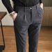 Men's Corduroy Pants Slim Fit Casual Trousers – Korean-Inspired Straight Leg Style (28-36, Brown/Black/Khaki/Gray/Blue, Lightweight )_viptrois.com