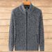 Men’s Velvet Thickened Cardigan – Stand Collar Zipper Sweater For Autumn & Winter (Dark Gray/Blue/Brown, M-4XL)_viptrois.com