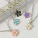Young Girls Clothing New Glazed Five Petal Flower Necklace Popular Alloy Oil Dripped Hyun A Style Flower Pendant Necklace_viptrois.com