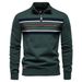 2025 High Quality Fashion Pullovers Men's Cotton Stand Collar Half Zipper Striped Long Sleeve Casual Loose Sweater_viptrois.com