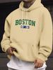 Men's Autumn And Winter Casual Fashionable Loose Hooded Sweatshirt Boston Est 1997 Classic Letter Printed Warm Long Sleeved Pullover_viptrois.com