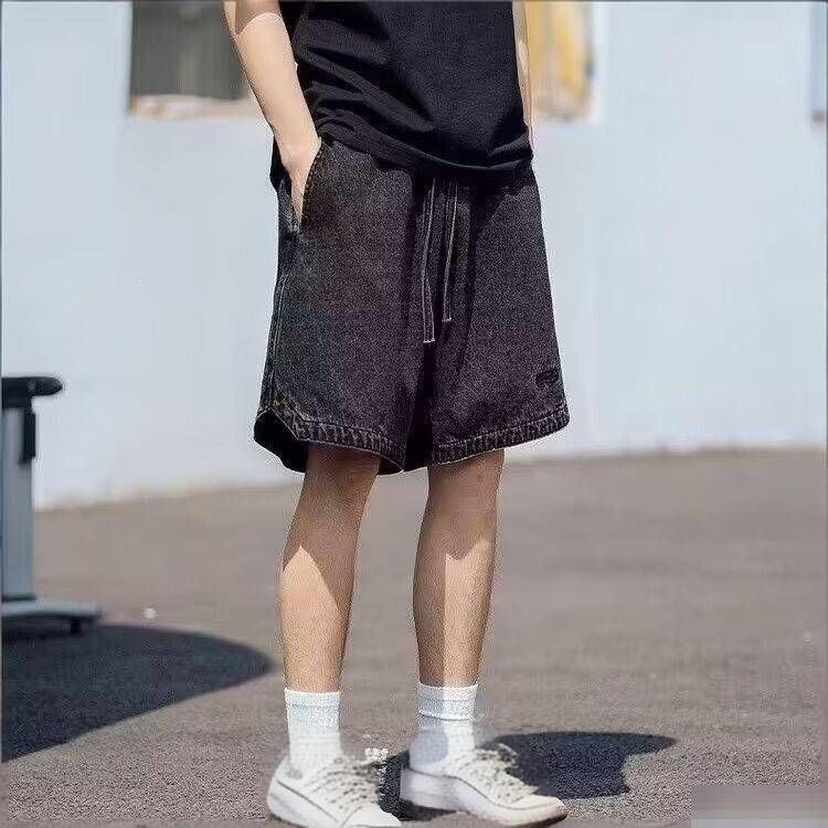 Men's Clothing Men's Retro Washed Denim Shorts Casual Loose Fit Five Point Breathable Summer Embroidered High Street Trendy Pants_viptrois.com
