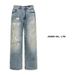Men's Clothing Street Baggy Version Neutral Wide Leg Mopping Dirty Ink Splashed Distressed Design Jeans_viptrois.com