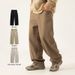 Men's Clothing Textured Twill Drape Casual Pants Men 2025 Spring New Solid Color Straight Loose Sports Retro Versatile Trousers_viptrois.com