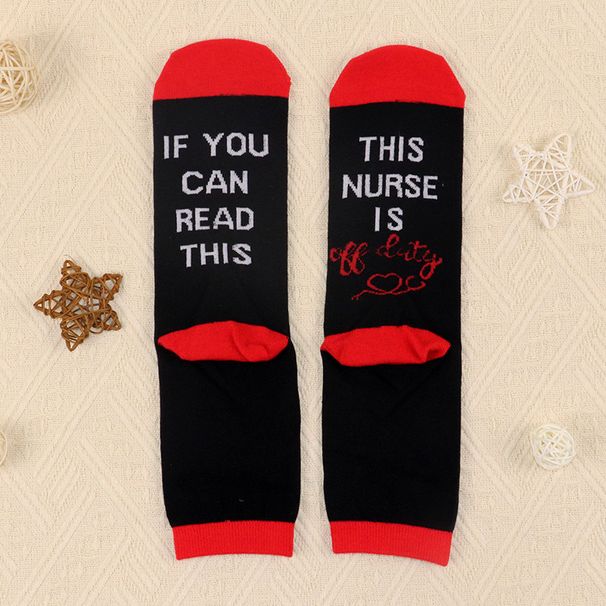 Cotton midtube nurse socks sole letter jacquard casual sports socks_viptrois.com