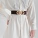 Unisex Elastic Belt Women's Geometric Metal Buckle Stylish Waist Wrap Black Embellished Dress_viptrois.com