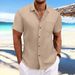 Men's Clothing Men's Striped Shirt Summer Men's Casual Lapel Breathable Short Sleeved Shirt Tops_viptrois.com