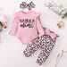 Kid's Clothing Baby Suits, Spring And Autumn Ribbed Long Sleeved Tight Romper With Leopard Print Pants_viptrois.com