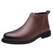 European Warm Series Wide Last Toe Side Chain Denim Style Trendy Men's Martin Boots Mid-Calf Warm Non-Slip Rubber Sole Single Cotton Shoes_viptrois.com