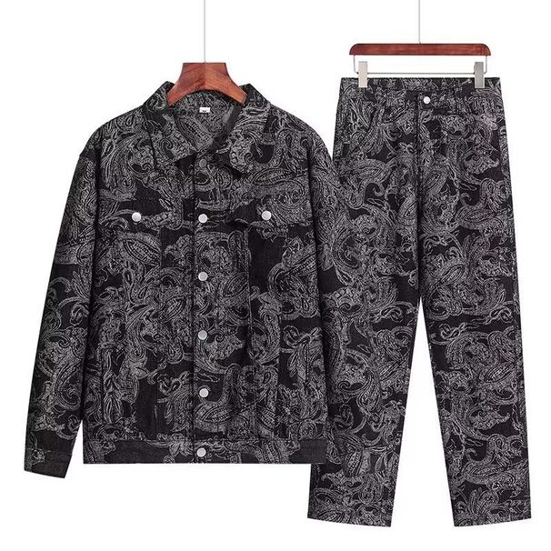 Men's Clothing Old Retro Washed Denim Suit Loose Jacket Coat Casual Two Piece Suit Trendy_viptrois.com