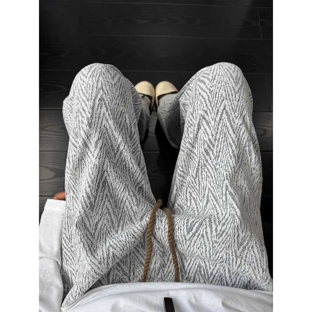 Herringbone Pattern Jacquard Casual Pants Men's Cleanfit American Retro Straight Wide-leg Drape Sweatpants_viptrois.com