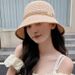 Summer Knitted Hollow Breathable Fisherman Female Letter Versatile Casual Sunshade and Sunscreen Thin Bucket Hat_viptrois.com