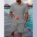 Men's Summer Casual Button-Up Shirt & Shorts Set – Breathable Polyester, Quick-Dry & Lightweight For Beach, Travel & Streetwear– S-XXXL_viptrois.com