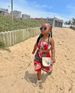 Mother&Kids Girls' casual printed one-line shoulder flanged A-line skirt set ins_viptrois.com