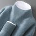 Pure 100% Pure Wool Solid Color Men's Half Turtleneck Pullover Casual Cashmere Sweater Loose Knitted Base Shirt_viptrois.com