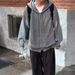 Pure Color Block Patchwork Cardigan Men Vintage American Retro Knitted Sweater Spring Autumn Trendy Loose Coat_viptrois.com