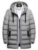 Men's Long Down Coat With Hood – Premium White Goose Feather Winter Jacket, Waterproof & Windproof (EU XXS-XXXL, Black/Navy/Army Green)_viptrois.com