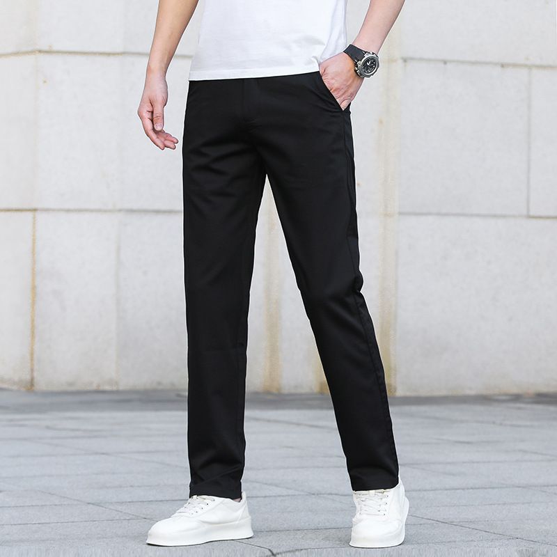 Men's Lightweight Dress Pants - Stretch Comfort Straight Leg Trousers For Business Casual (Black, Light Khaki, Grey, Beige) - Sizes 28-38_viptrois.com