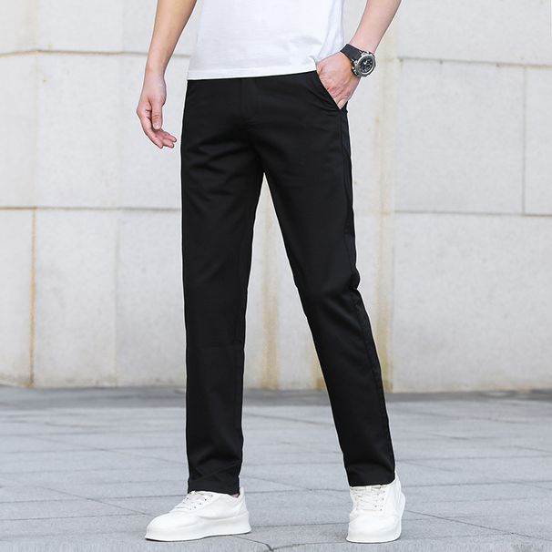 Men's Lightweight Dress Pants - Stretch Comfort Straight Leg Trousers For Business Casual (Black, Light Khaki, Grey, Beige) - Sizes 28-38_viptrois.com