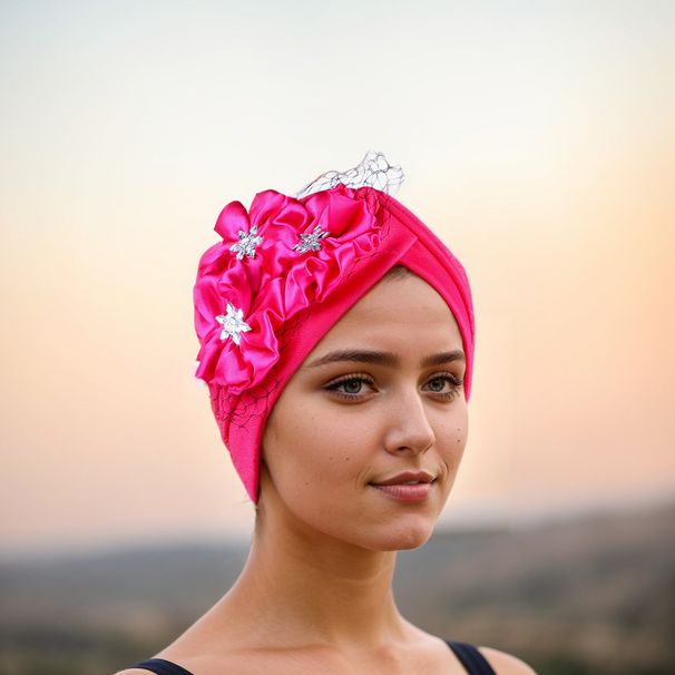 Muslim hat Muslim linen sticky flower watermelon hat African hat hat_viptrois.com