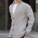 Men's Casual Knit Cardigan – Single-Breath Button Front Coat With Notch Lapel (S-3XL, Charcoal/Black/Olive/Beige)_viptrois.com