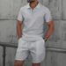 Men's Clothing Casual Polo Shirt And Shorts Set Solid Color Zipper Short Sleeve T-Shirt_viptrois.com