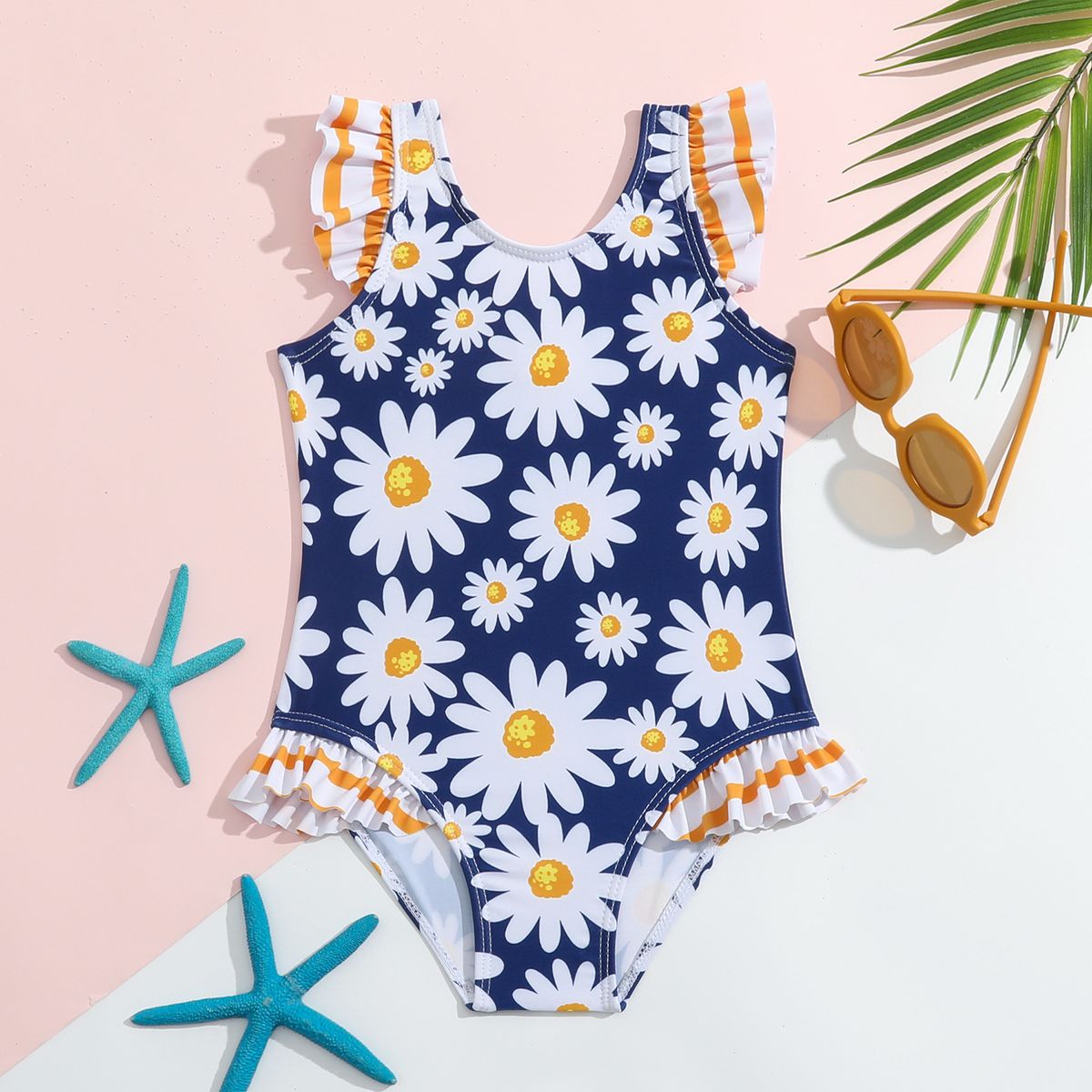 Mother & Kids Children's Swimsuit New Girls One Piece Swimsuit Children's Ruffled Small Fresh Quick Drying Hot Spring Vacation Essential_viptrois.com