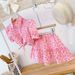 Kid's Clothing 2025 Spring And Summer New Girls Pink Leopard Print High Waist Top And Skirt Set_viptrois.com