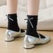 Women's & Men's Cotton Crew Socks With Bow Detail - Soft Breathable Casual Socks For Spring Summer Fall Winter - Solid Color Stackable Socks_viptrois.com