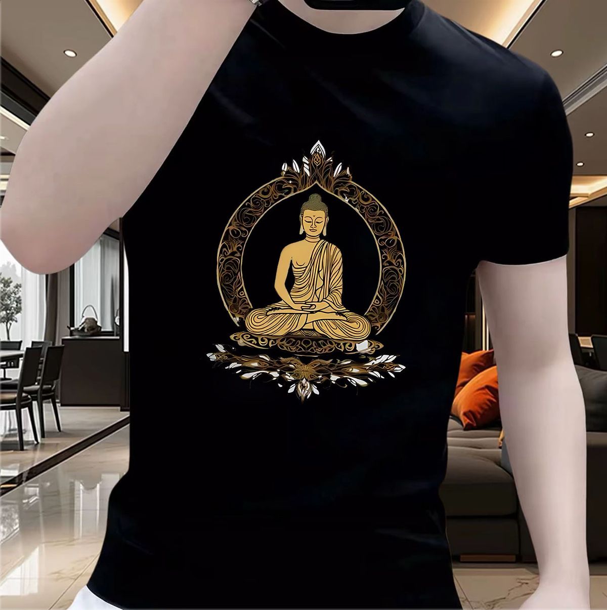 Men's Combed Cotton Short Sleeve T-Shirt round Neck Slim Fit Fashionable Print Top for Summer_viptrois.com