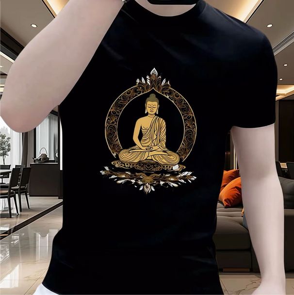 Men's Combed Cotton Short Sleeve T-Shirt round Neck Slim Fit Fashionable Print Top for Summer_viptrois.com