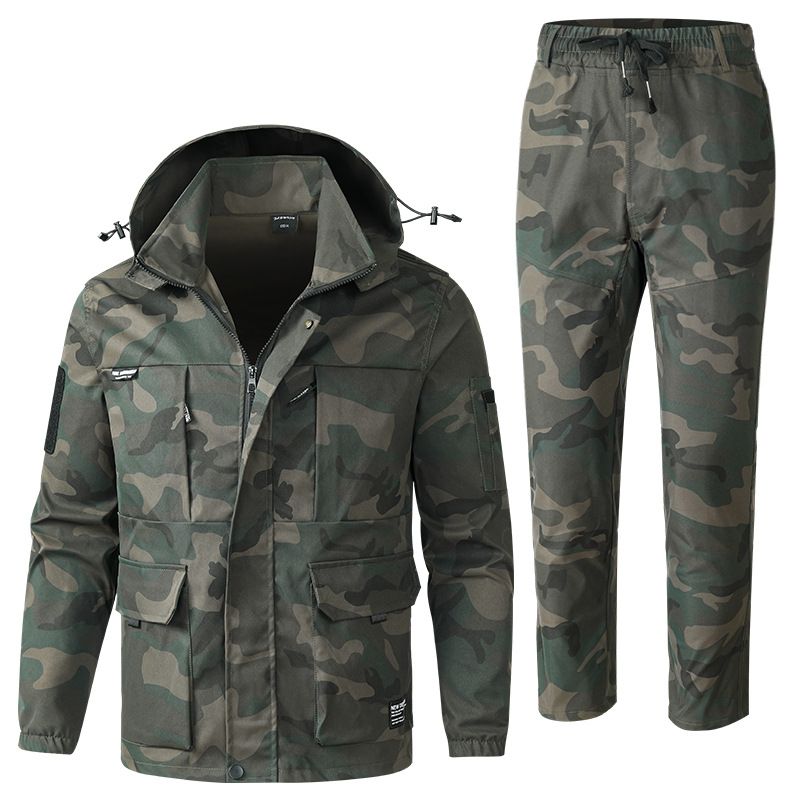 Men's Clothing in spring and autumn with hood and loose mechanic suits for factory workshops, wear resistant work clothes and labor protection clothes_viptrois.com