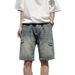 Men's Clothing Ripped Denim Shorts Men's Summer Thin 2024 New American Retro Pants Loose Trendy Large Size Shorts_viptrois.com
