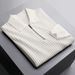 1 New Turn-Down Collar Knitted Polo Shirt Warm Ribbed Sweater Men's 2022 Autumn Winter Light Business Half-Zip Top Trendy_viptrois.com