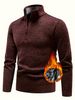 Men's Fleece-Lined Half-Zip Sweater – Warm Stand Collar Knitwear For Autumn & Winter (Dark Gray/Light Gray/Brown/Burgundy, M-3XL)_viptrois.com