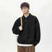 Nordmann Silhouette Texture Turn-down Collar Sweatshirt Men Autumn New Vintage Loose Neck Button Long Sleeve Polo Pullover Jacket_viptrois.com