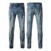 Men's Clothing Street style ink splash graffiti classic retro washed jeans for men One piece of elastic large size jeans for men_viptrois.com