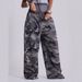 Men's Clothing Street Retro Camouflage Print Edge Loose Straight Casual Trousers Sweatpants_viptrois.com