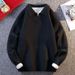 Men's Clothing V-Neck Knit Sweater - British-Inspired Business Casual Pullover With Shawl Collar (Dark Gray/Light Gray, Winter Office & Smart Outing)_viptrois.com