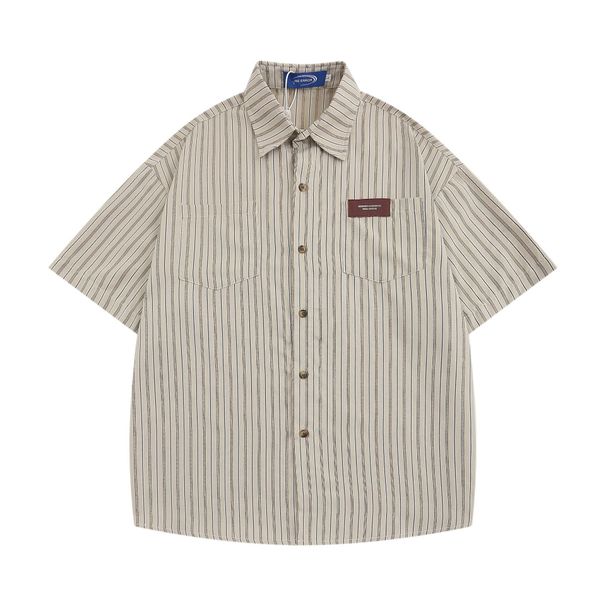 Literary Striped Sho For Men And Women With A Design Sense That Is Niche. Summer Couple Loose Fitting Half Sleeved_viptrois.com