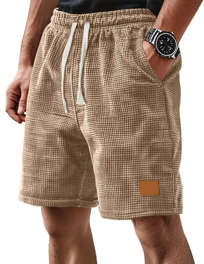 Men's Clothing New Independent Station Men's Daily Casual Waffle Loose Drawstring Shorts_viptrois.com