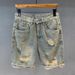 Men's Clothing Denim Shorts Men's Loose Large Size Straight Hole High End New Summer Men's Casual Shorts_viptrois.com