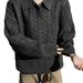 Loom Cross-Border V-Neck Men's Lazy Style Braided Slimming Long Sleeve Knitwear Women's European And American Autumn_viptrois.com