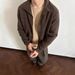Old Money Style Coffee Color Blend Half Turtleneck Cardigan For Men Autumn High-End Cleanfit Knitted Sweater Jacket_viptrois.com